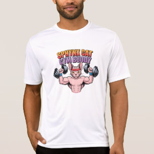 Sphynx Cat Gym Buddy Muscular Cartoon T-Shirt