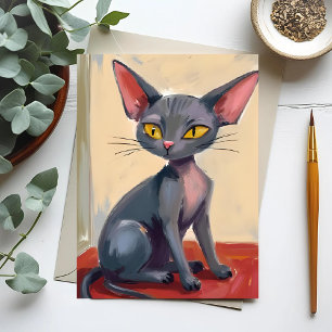 Sphynx Cat   Hairless Cat Pet Watercolor Postcard