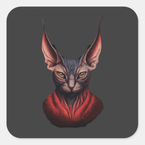 Sphynx Cat_ Half Cat Half Devil Master Sphynx 1 Square Sticker