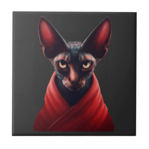Sphynx Cat_ Half Cat Half Devil Master Sphynx 2 Ceramic Tile