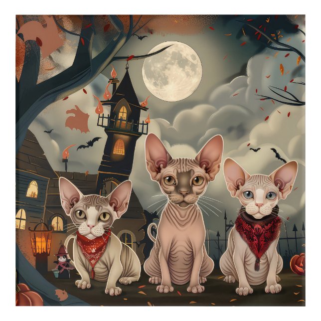 Sphynx Cat Halloween Spooky Acrylic Print (Front)