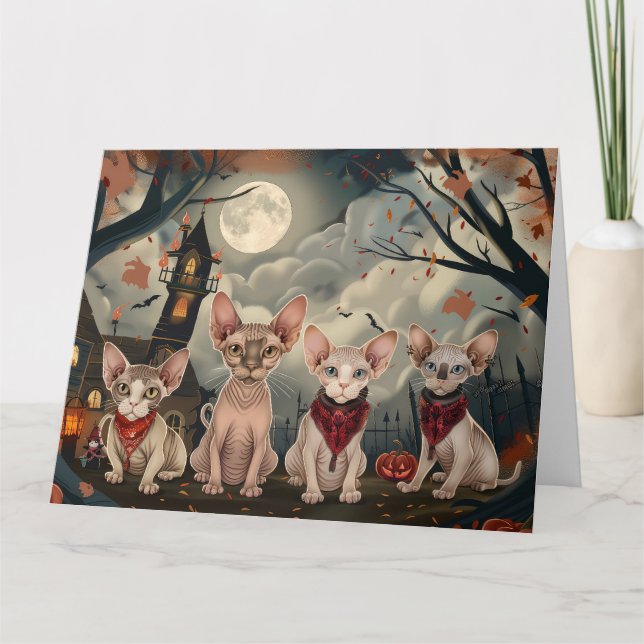 Sphynx Cat Halloween Spooky Card (Front)