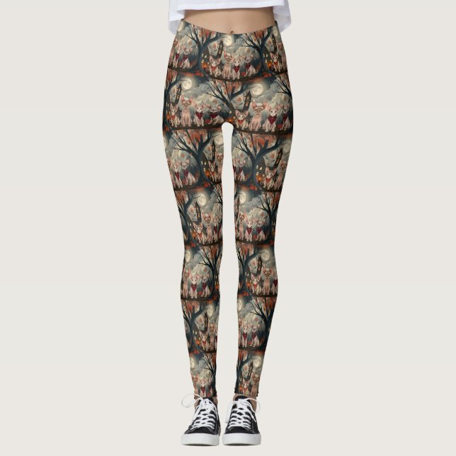 Sphynx Cat Halloween Spooky Leggings (Front)
