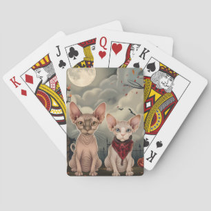 Sphynx Cat Halloween Spooky Poker Cards