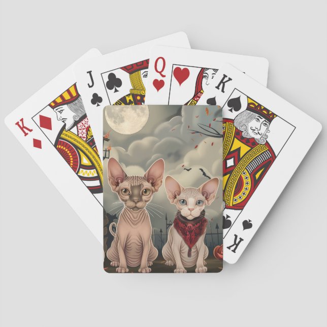 Sphynx Cat Halloween Spooky Poker Cards (Back)