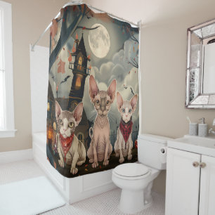 Sphynx Cat Halloween Spooky Shower Curtain