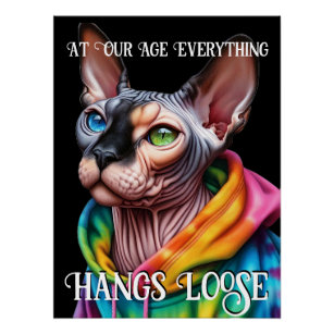  Sphynx Cat Hangs Loose Birthday Poster