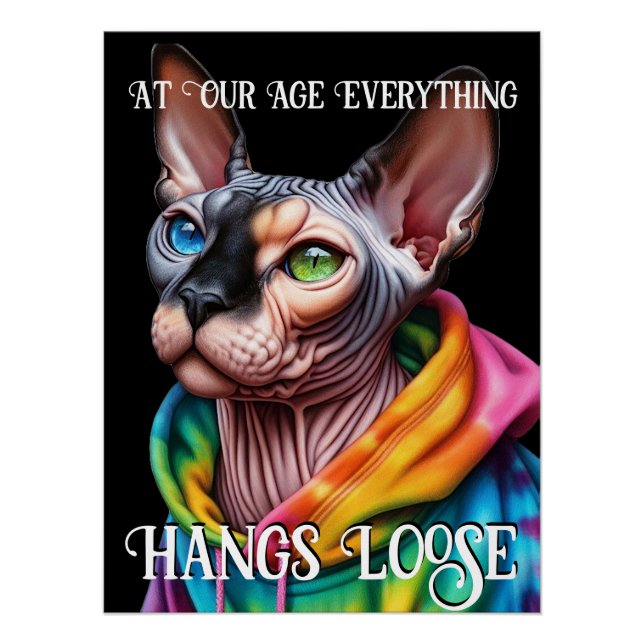  Sphynx Cat Hangs Loose Birthday Poster (Front)