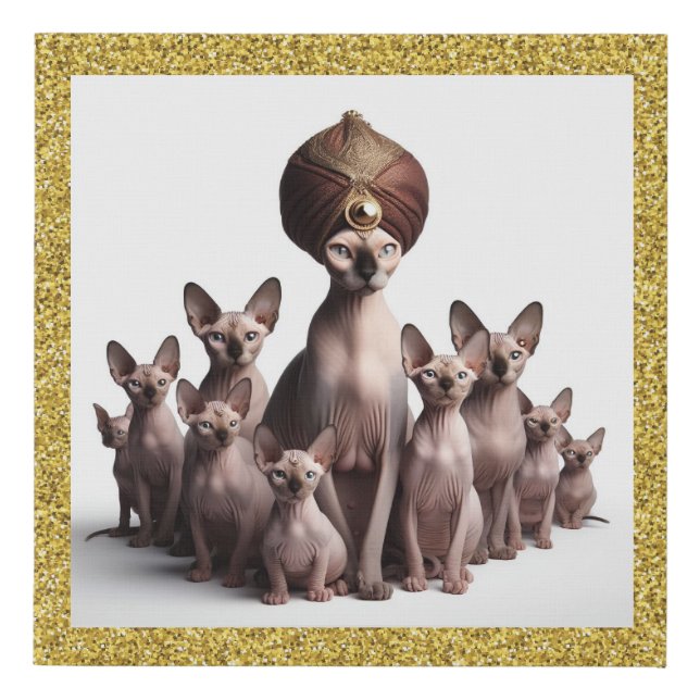 Sphynx Cat Harem Faux Canvas Print (Front)