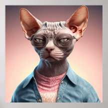 Sphynx Cat Hipster Poster