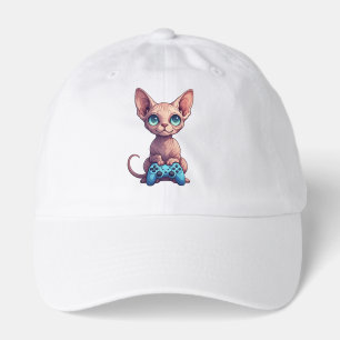Sphynx Cat Holding Game Controller Hat