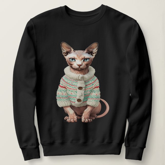Sphynx Cat in Cozy Winter Sweater - Unique Gift fo (Design Front)