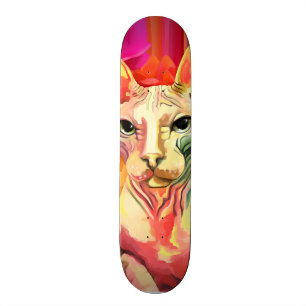Sphynx Cat in flowers. Skateboard Deck
