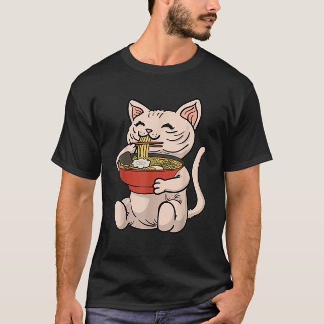 Sphynx Cat Japanese Ramen Noodles Kawaii Anime Man T-Shirt (Front)