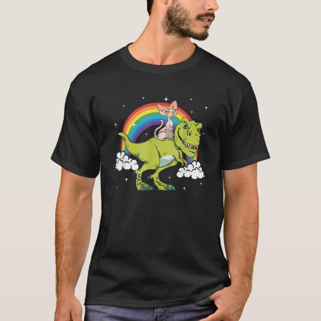 Sphynx Cat Kitten T Rex Dinosaur Tyrannosaurus Gif T-Shirt (Front)