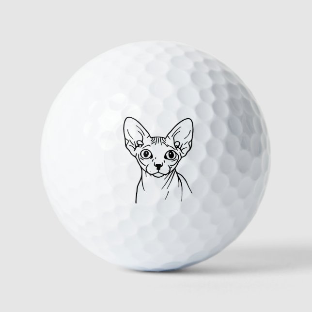 Sphynx Cat Line Art – Bold Minimal Design Golf Balls (Front)