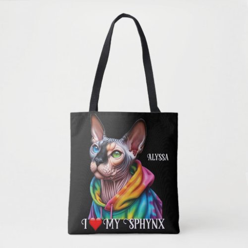 Sphynx Cat Love Black Tote Bag