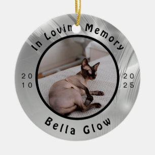 Sphynx Cat Memorial Silver Remembrance Art Ceramic Ornament