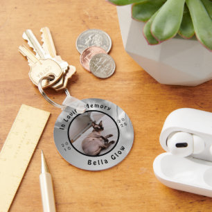 Sphynx Cat Memorial Silver Remembrance Art Keychain