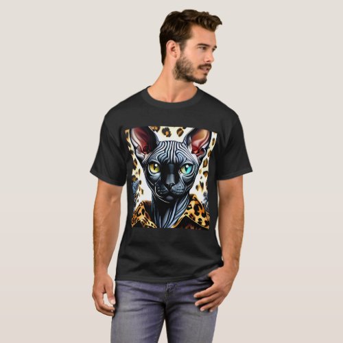 Sphynx Cat Mens T_shirt Leopard Animal Print  T_Shirt