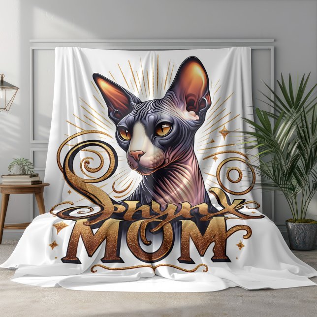 Sphynx Cat Mom Blanket Mother's Day  (Personalized Sphynx Cat Mom Fleece Blanket)