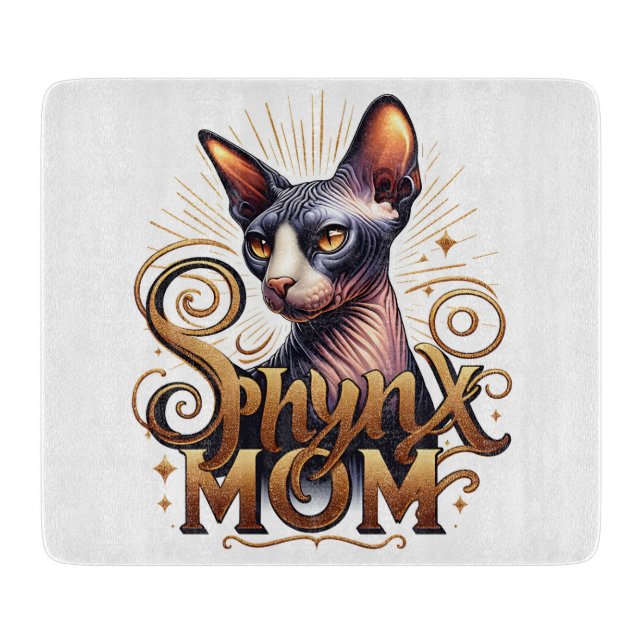 Sphynx Cat Mom Cutting Board (Front)