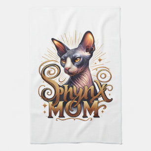 Sphynx Cat Mom Kitchen Tea Towel