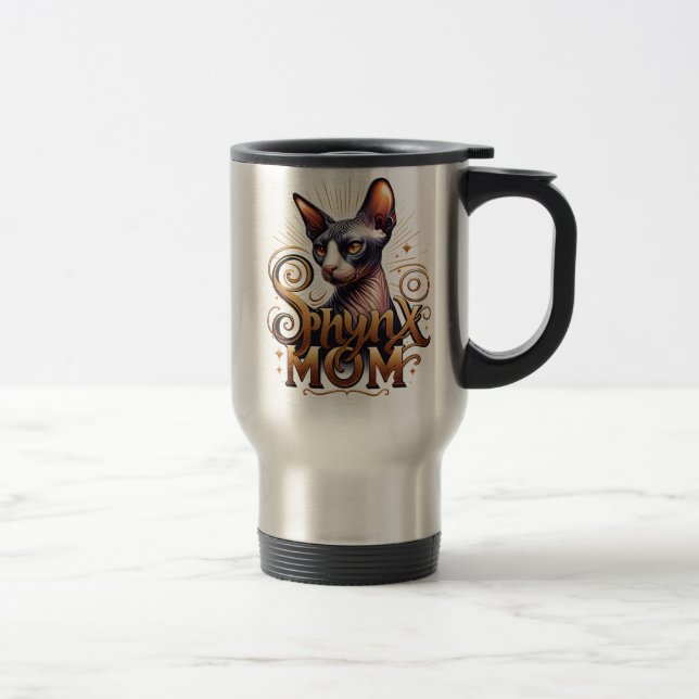 Sphynx Cat Mom Mother's Day Travel Mug with handle (Right)