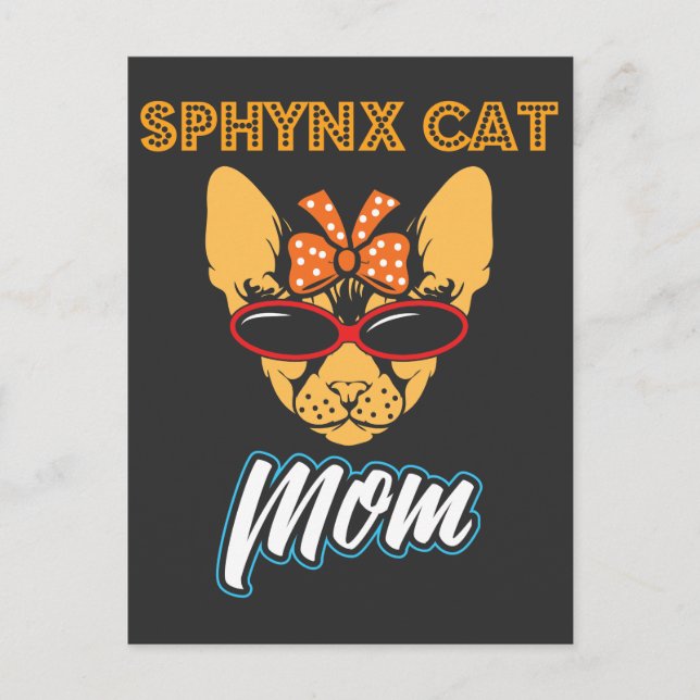 Sphynx Cat Mom Wears Vintage Bandana Postcard (Front)