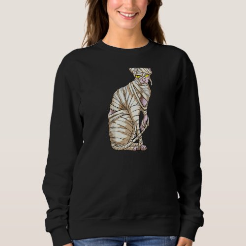 Sphynx Cat Mummy Meow Hairless Kitten Halloween Co Sweatshirt