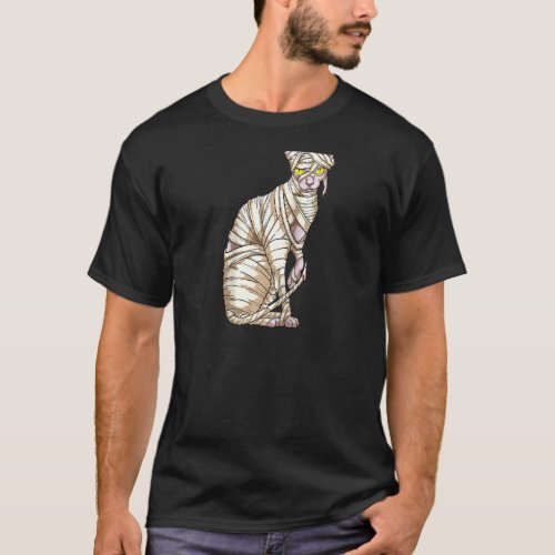 Sphynx Cat Mummy Meow Hairless Kitten Halloween Co T_Shirt