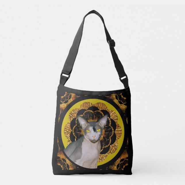 Sphynx Cat Ninja Boho Retro Hippie Crossbody Bag (Front)