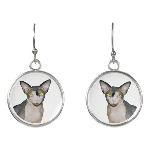 Sphynx Cat Ninja Earrings