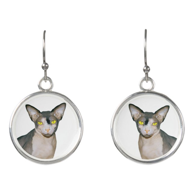 Sphynx Cat Ninja Earrings (Front)