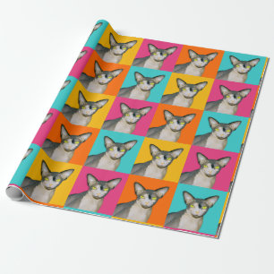 Sphynx Cat Ninja Pop Art Squares Gift Wrapping Paper
