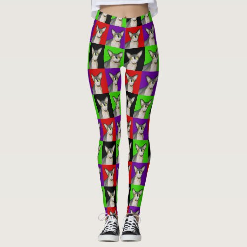 Sphynx Cat Ninja Pop Art Yoga 2 Leggings