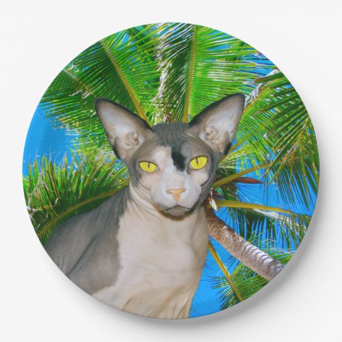 Sphynx Cat Ninja Tropical Palm Tree Party Paper Plates