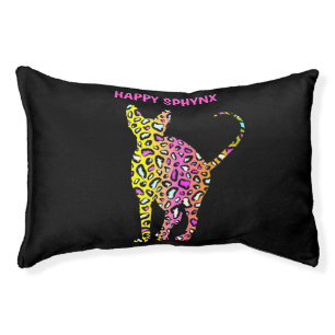 Sphynx Cat Personalized Leopard Print Black Pet Bed