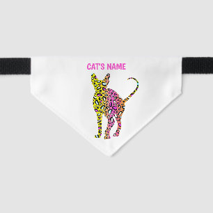 Sphynx Cat Personalized Leopard Print Pet Bandana Collar