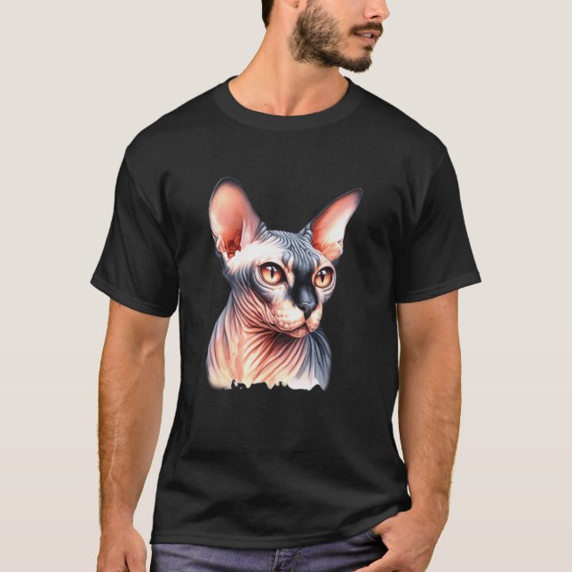 Sphynx Cat Portrait T-Shirt (Front)