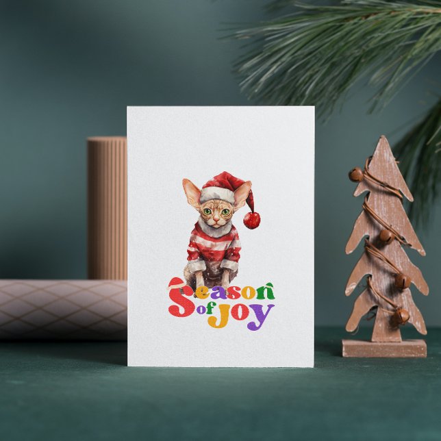 Sphynx Cat Season of Joy Christmas Greeting Card (Creator Uploaded)