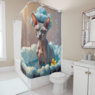 Sphynx Cat Sloppy Sleepy Cute Funny Shower Curtain