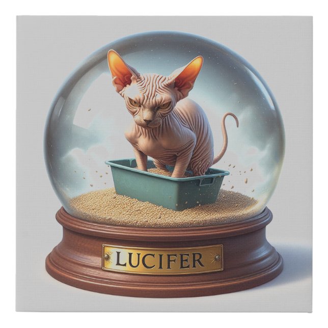 Sphynx Cat Snow Globe Faux Canvas Print (Front)