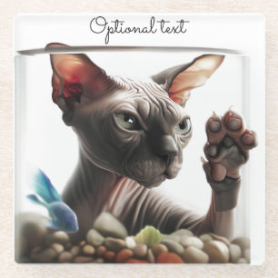 Sphynx Cat Swimming Glass Coaster