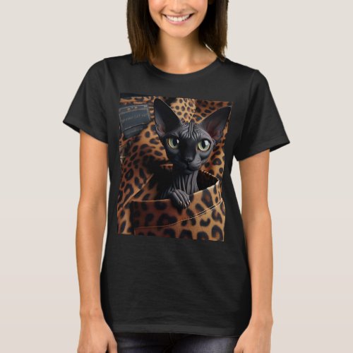 Sphynx Cat T_shirt in Leopard Pocket Womens T_Shirt