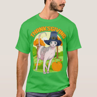 Sphynx Cat Thanksgiving Day Pilgrim Perfect Gift T-Shirt