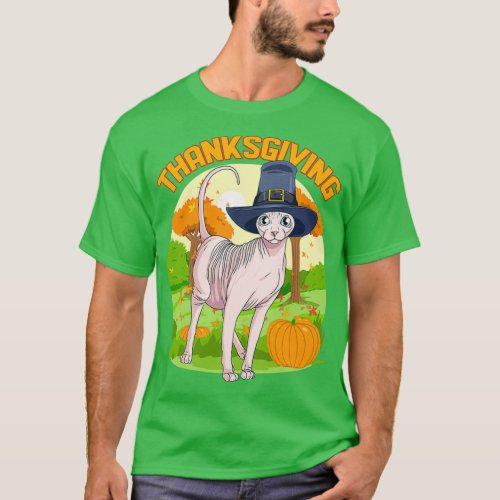 Sphynx Cat Thanksgiving Day Pilgrim Perfect Gift T_Shirt