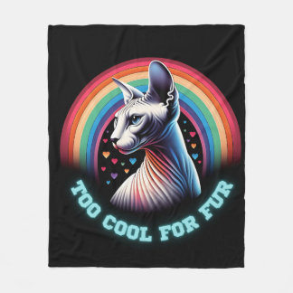 Sphynx Cat Too Cool Rainbow Hearts Funny Fleece Blanket