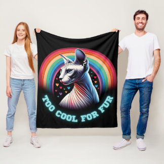 Sphynx Cat Too Cool Rainbow Hearts Throw Blanket