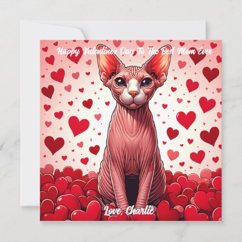 Sphynx Cat Valentine Day Purr  Holiday Card